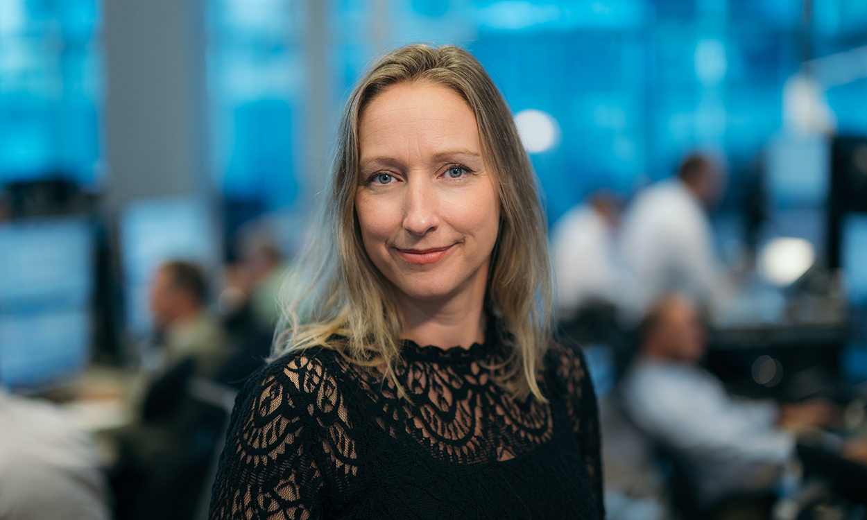 Kjersti Haugland er i meglerhallen til DNB.