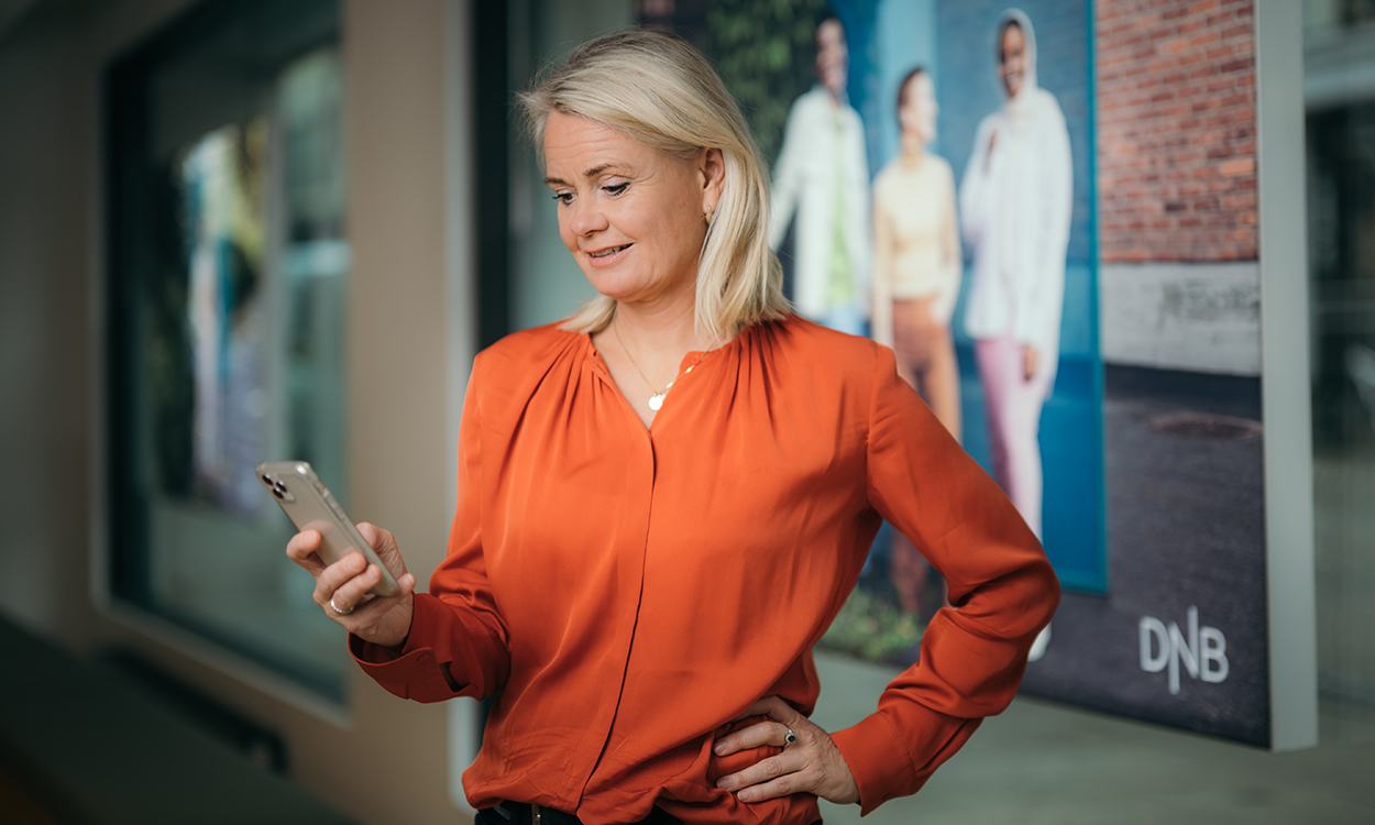 Ingjerd Blekeli Spiten har logget seg på mobilbanken. 