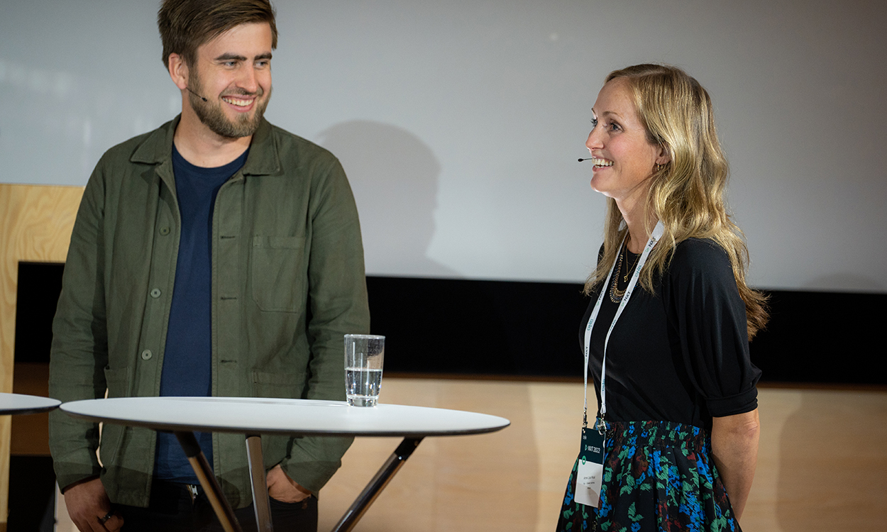 Anne Lise Waal, her sammen med Lauri Kokkila, detok i paneldebatt under DNB NXT i Oslo. 